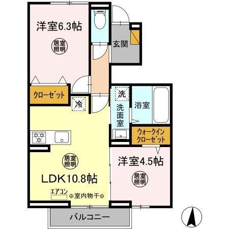 ソレイルKZ(2LDK/1階)の間取り写真