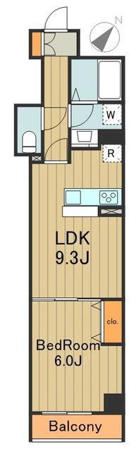 HILL FLAT OSAKI(1LDK/5階)の間取り写真