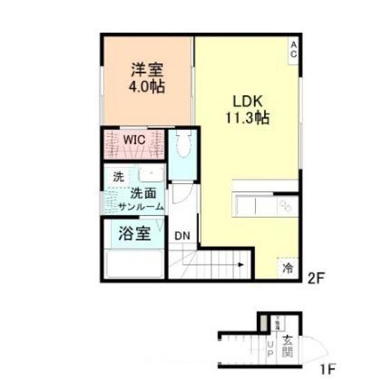 INTEGRAL下赤江(1LDK/2階)の間取り写真