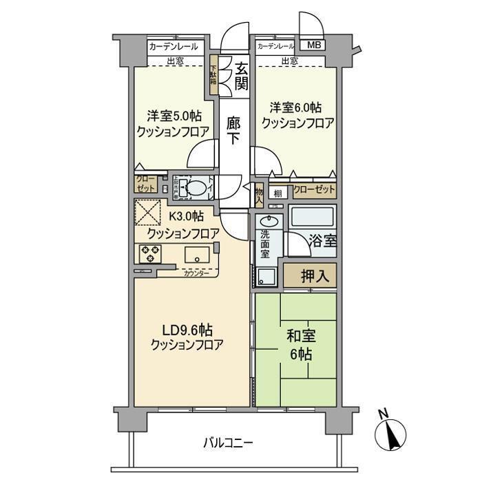 クレストフォルム高井戸南(3LDK/5階)の間取り写真