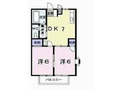 サンビレッジ北野(2DK/2階)の間取り写真