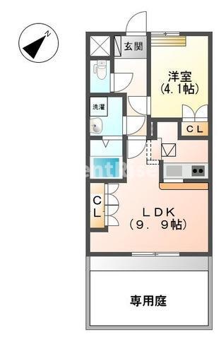 プランドールI(1LDK/1階)の間取り写真