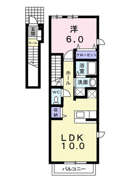 アイ・ビーコート B(1LDK/2階)の間取り写真