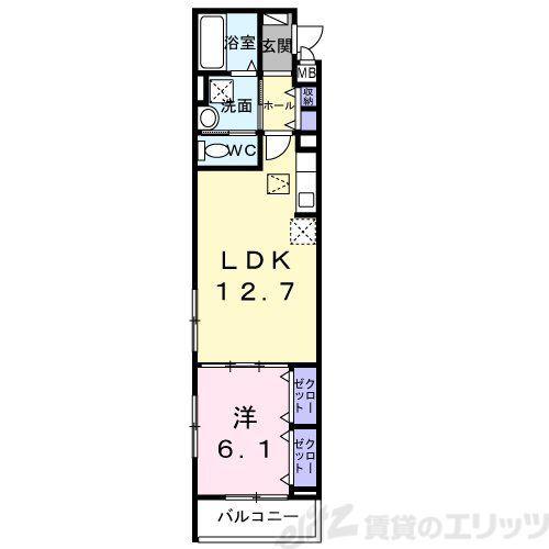 ジーアンビエンス(1LDK/1階)の間取り写真