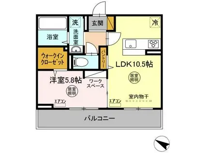 グリシーヌ(1LDK/1階)の間取り写真