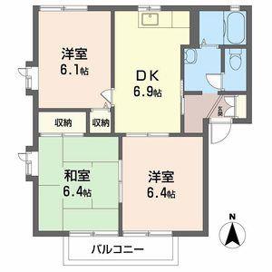 ハローヴィレッジA(3DK/2階)の間取り写真