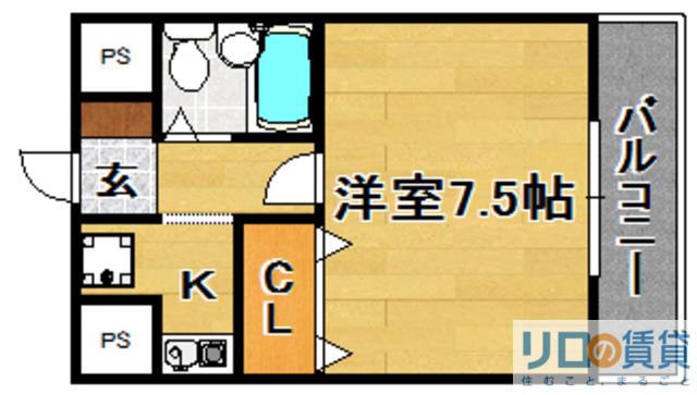 シャトレ下新庄(1K/3階)の間取り写真