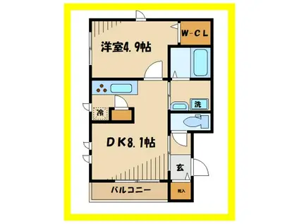 ブルージュ 諏訪(1DK/2階)の間取り写真