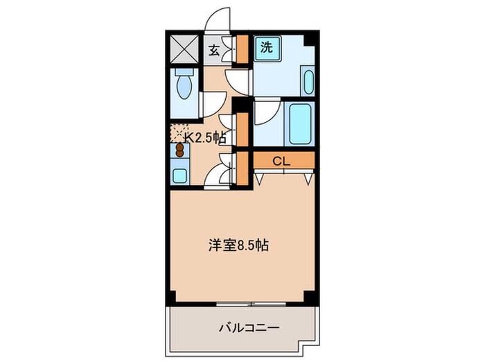 グランヒルズ旗の台(1K/6階)の間取り写真
