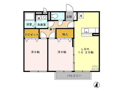 パークヒルズ A/B/C(2LDK/2階)の間取り写真