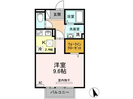 ル・ヴァン・クレール(ワンルーム/2階)の間取り写真