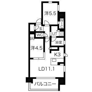 ローレルアイ名駅東(2LDK/14階)の間取り写真