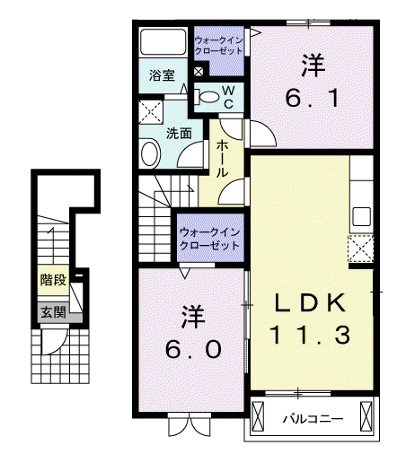メリオル(2LDK/2階)の間取り写真