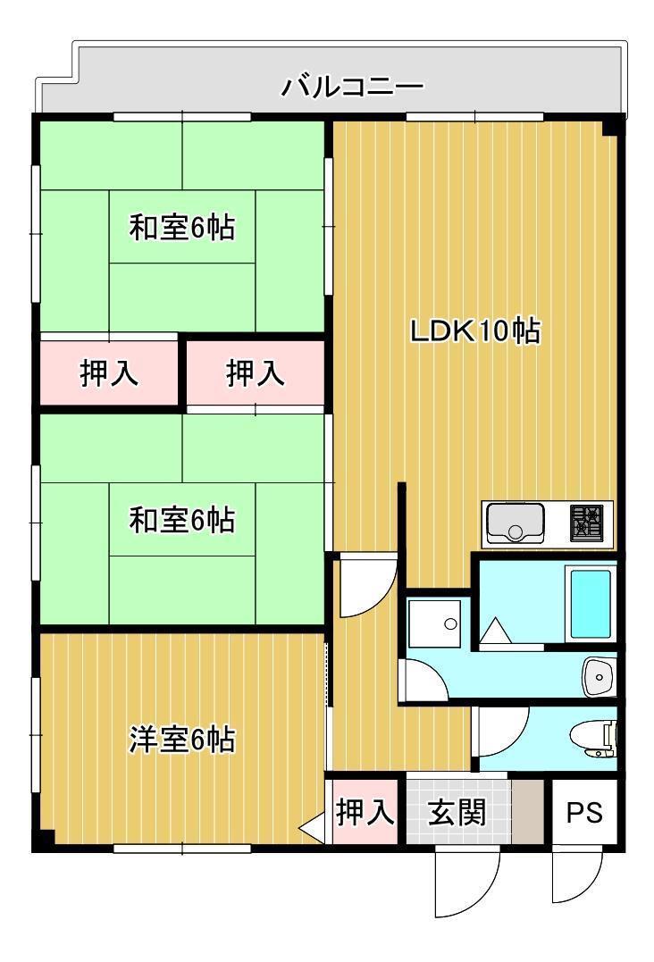 シャトーヴィオレ(3LDK/2階)の間取り写真