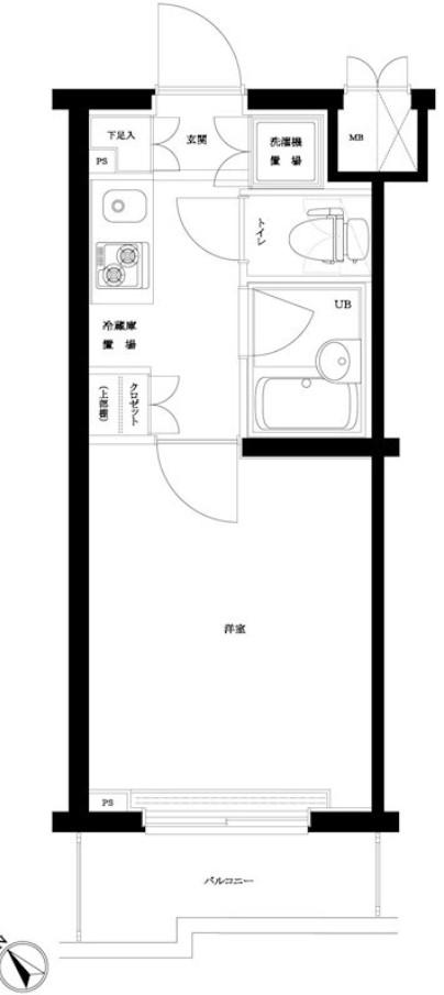 ルーブル武蔵中原(1K/1階)の間取り写真