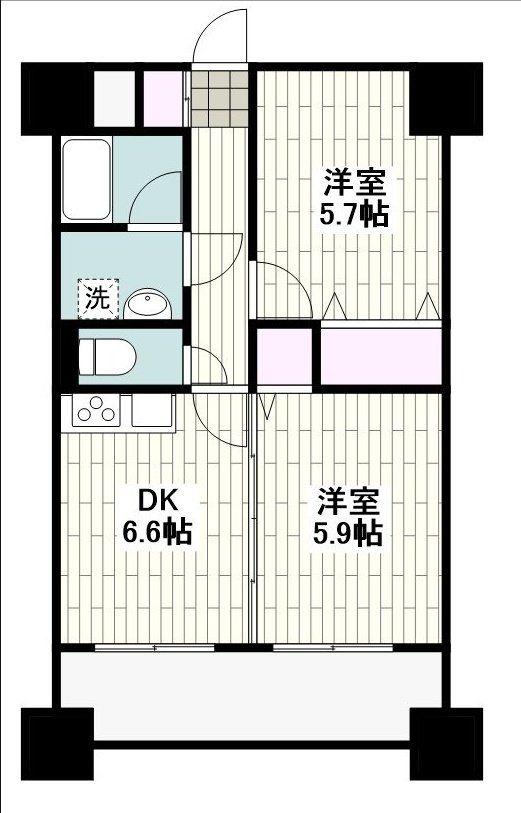 ニューシティアパートメンツ南小倉Ⅱ(2DK/8階)の間取り写真