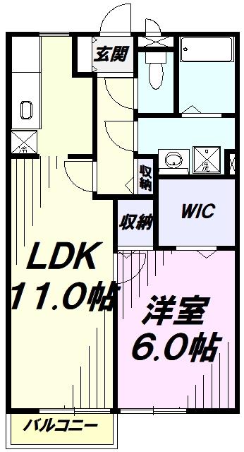 クレッセント・ガーデン(1LDK/1階)の間取り写真