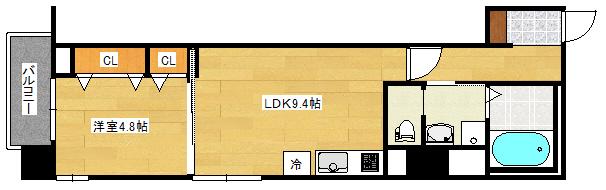 ボン シャンス(1LDK/1階)の間取り写真