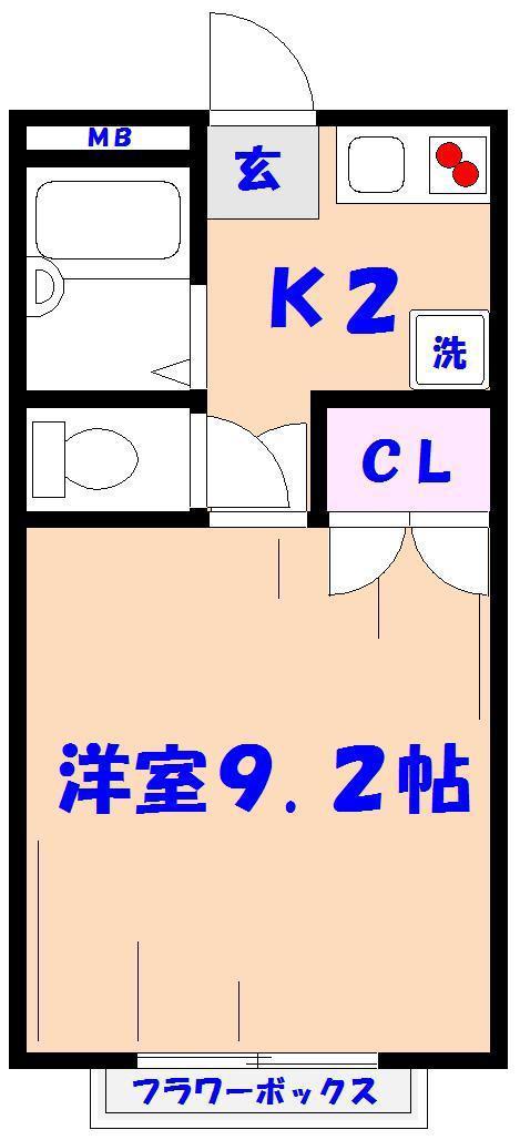 アムール石橋(1K/2階)の間取り写真
