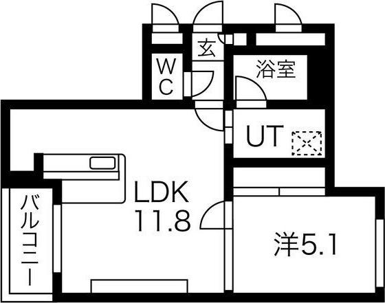 グランオルセー北大前(1LDK/5階)の間取り写真