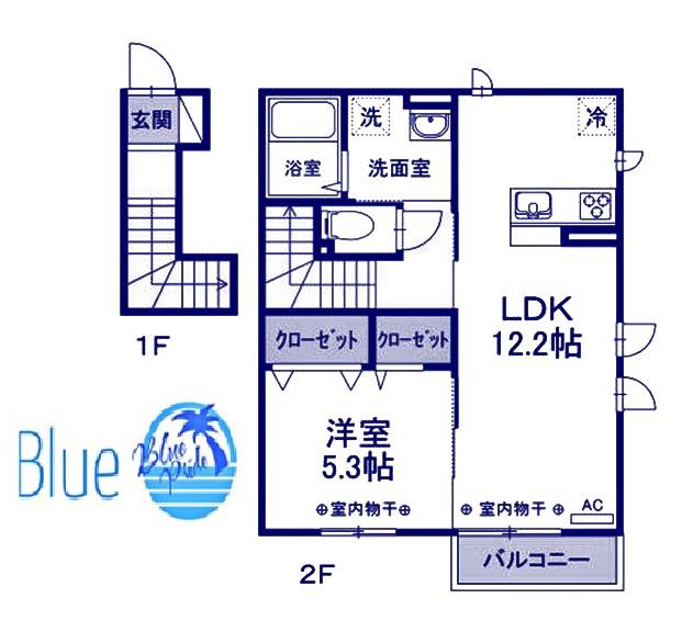 グリーンルーム湘南(1LDK/2階)の間取り写真