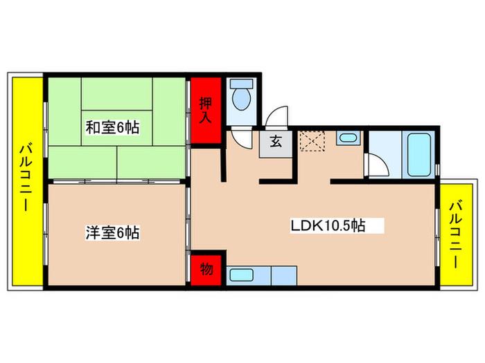 千代ヶ丘THハイツ(2LDK/1階)の間取り写真