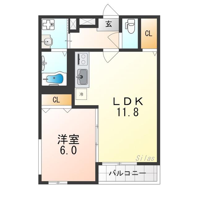 フジパレス堺浜寺石津III番館(1LDK/2階)の間取り写真