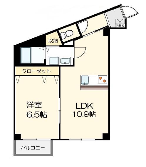 マークス目黒本町(1LDK/3階)の間取り写真