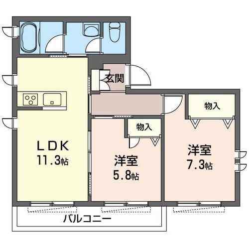 TRESTELLA(2LDK/2階)の間取り写真