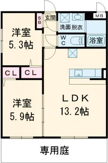 MURIII(2LDK/1階)の間取り写真