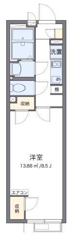 クレイノサンシティ八王子(1K/2階)の間取り写真