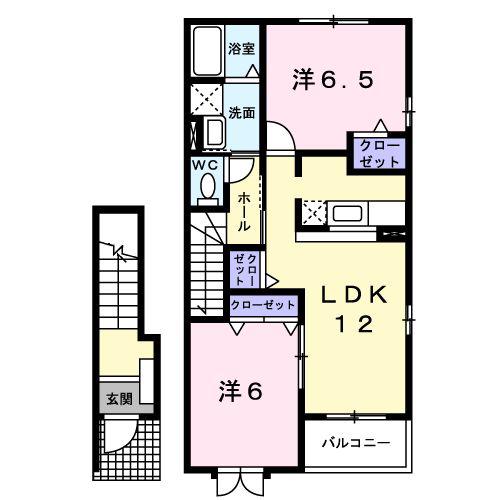エルフィン(2LDK/2階)の間取り写真