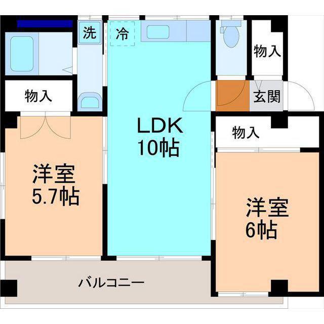 グリーンハイツ菊(2LDK/1階)の間取り写真