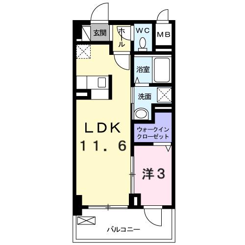 トレスオハス稲葉荘(1LDK/2階)の間取り写真