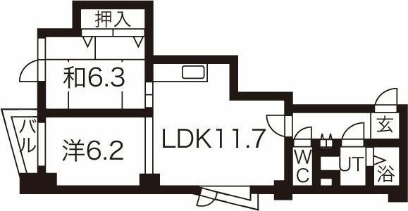 プレミエール中島公園通(2LDK/5階)の間取り写真