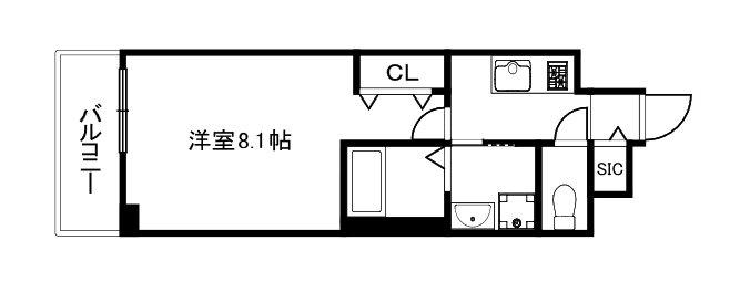 ベラジオ雅び京都洛北ガーデン(1K/3階)の間取り写真
