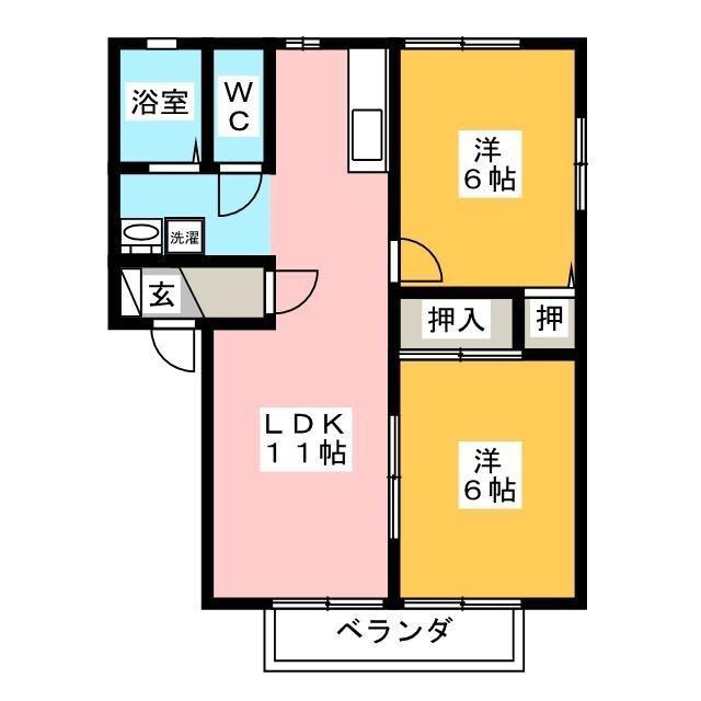 ヒルトップ利平治C(2LDK/2階)の間取り写真