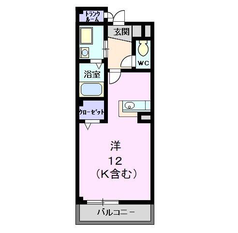 シャン・ド・フルール(ワンルーム/2階)の間取り写真