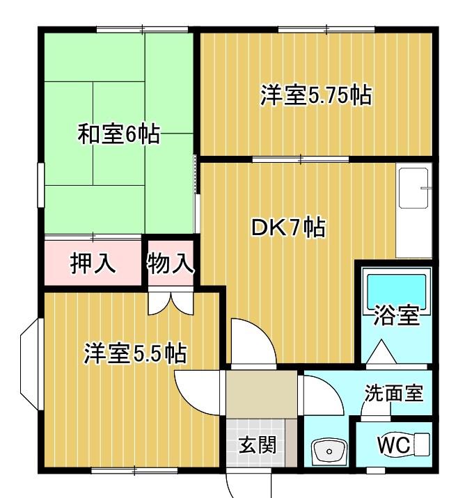 ブランロージュA(3DK/1階)の間取り写真
