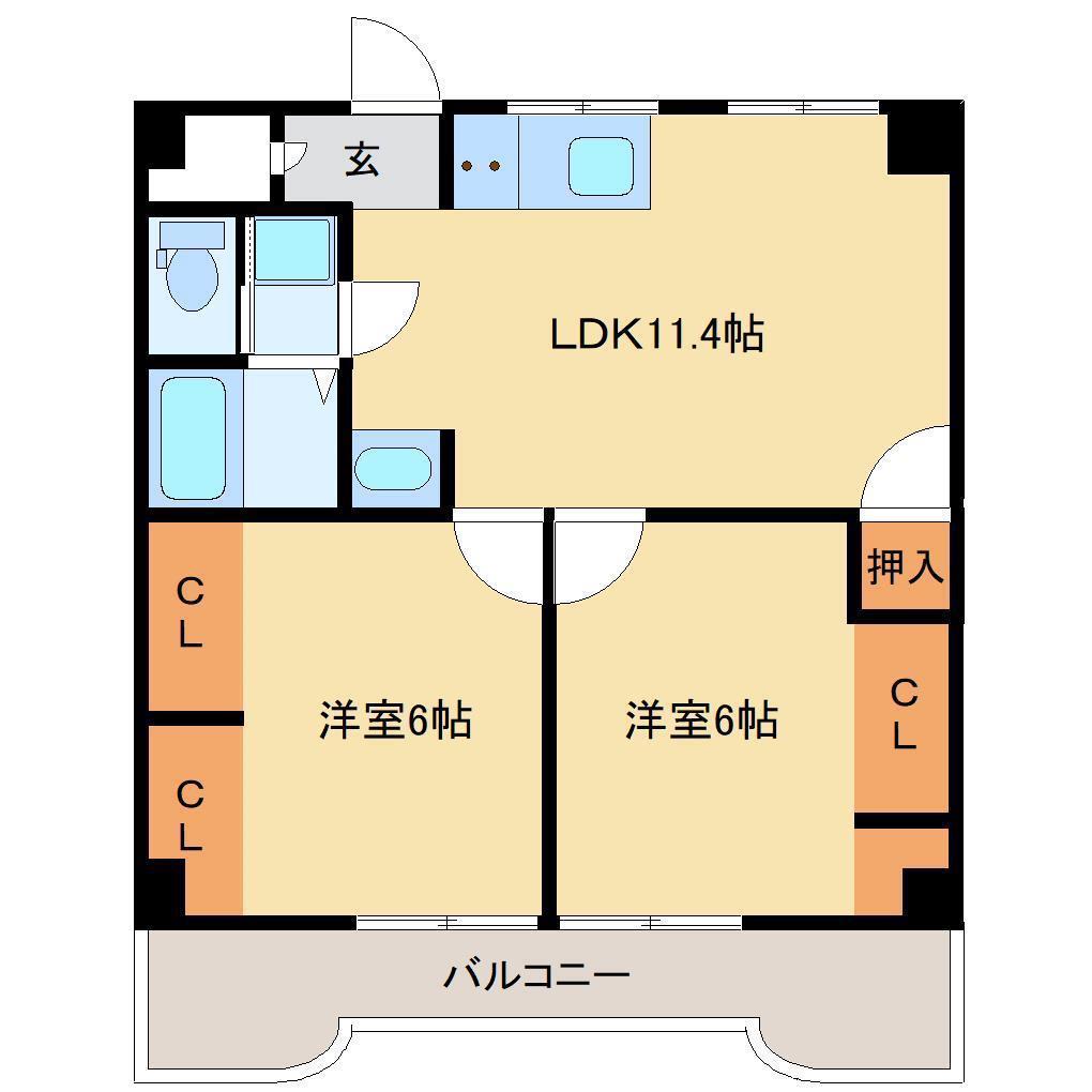 アーバンコート庄内弐番館(2LDK/3階)の間取り写真