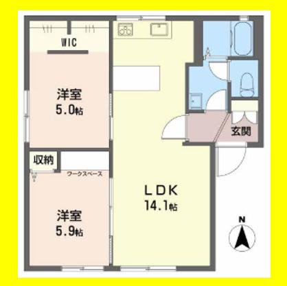 APニシワキ(2LDK/1階)の間取り写真