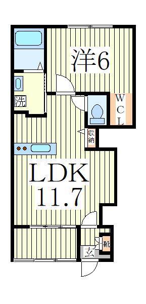 グランドゥール S(1LDK/1階)の間取り写真