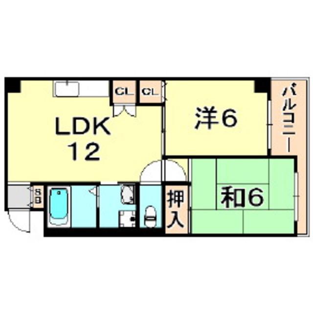 ハイツ二井(2LDK/2階)の間取り写真
