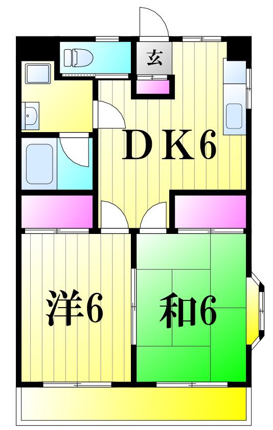 ニューサンモール(2DK/2階)の間取り写真