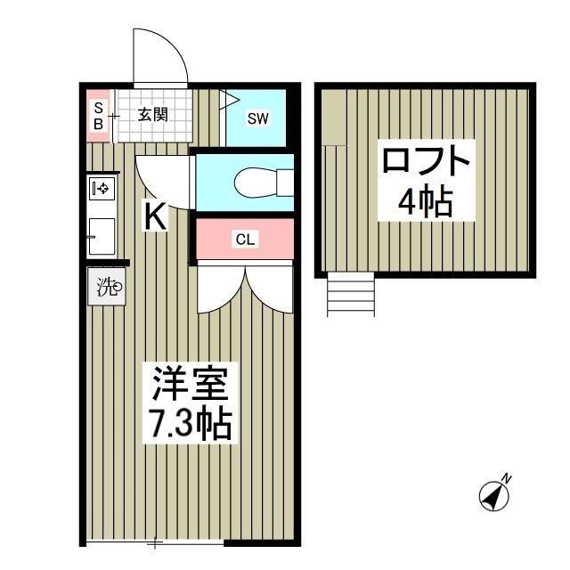 リバーハイツII(1K/1階)の間取り写真