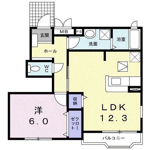 クローバー(1LDK/1階)の間取り写真
