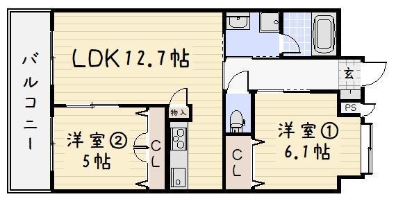 リード大手町(2LDK/10階)の間取り写真