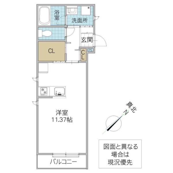 レーガベーネ勝田本町 II(ワンルーム/1階)の間取り写真