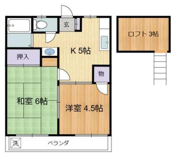 フローラル調布(2K/2階)の間取り写真