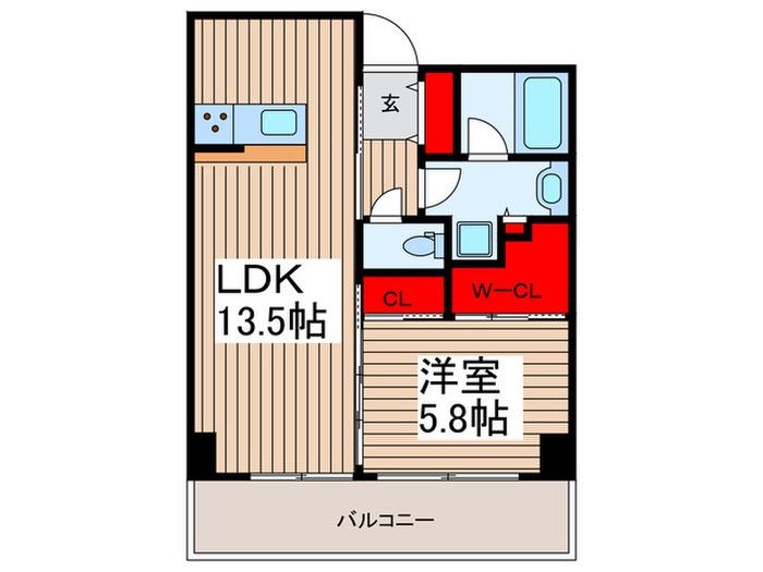 カロータ(1LDK/8階)の間取り写真